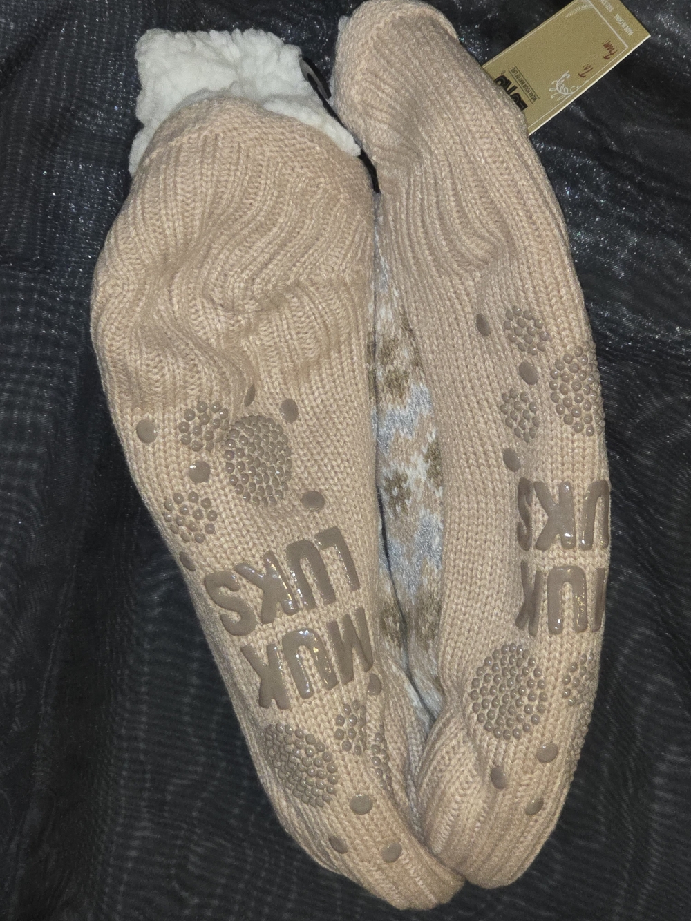 Muk Luks Women's Knit Sherpa-Lined Slipper Socks - Picture 3 of 3